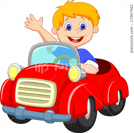插图素材: boy in the red car