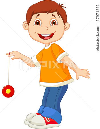 插图素材: little boy playing yo yo