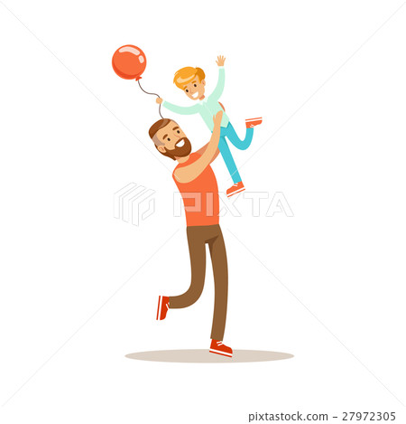 图库插图 dad throwing son in the air loving father