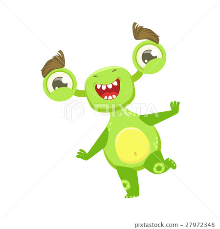 插图素材: funny monster dancing and smiling, gree