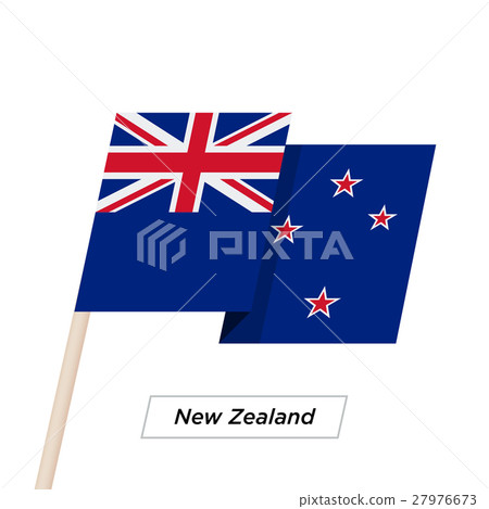 插图素材: new zealand ribbon waving flag isolated on white