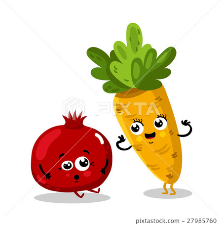 插图素材: funny fruit and vegetable cartoon characters