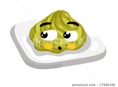 插图素材: funny wasabi on plate cartoon character