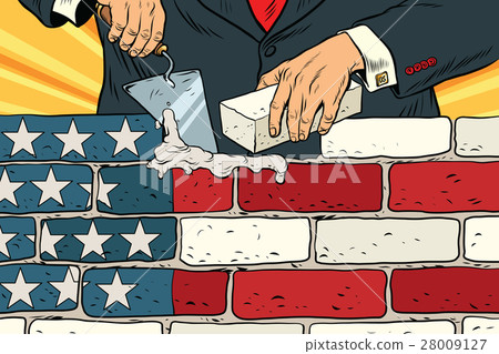 插图素材: politician to build a wall on the usa border