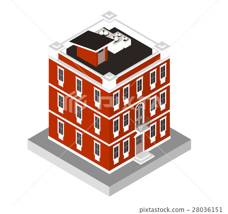 图库插图: isometric icon modern house. urban building.