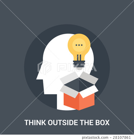 插图素材: think outside the box icon concept