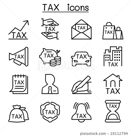 插图素材: tax icon set in thin line style