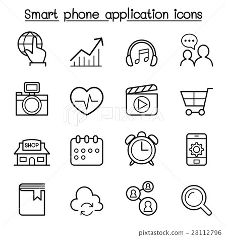 插图 背景/小物 小物 图标 basic smart phone application icon set