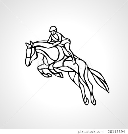 插图素材: horse race. equestrian sport. silhouette of racing