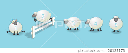 插图素材: counting sheep queue