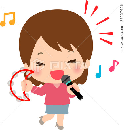 插图素材: 卡拉ok 唱 女生