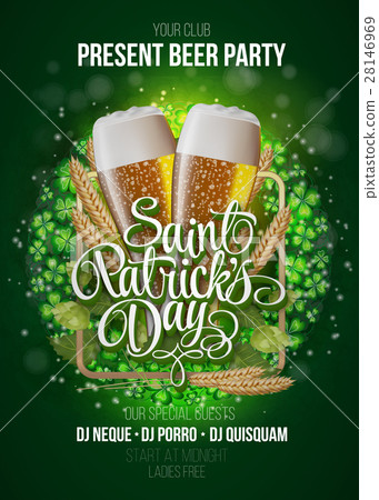 patrick"s day poster. beer party green