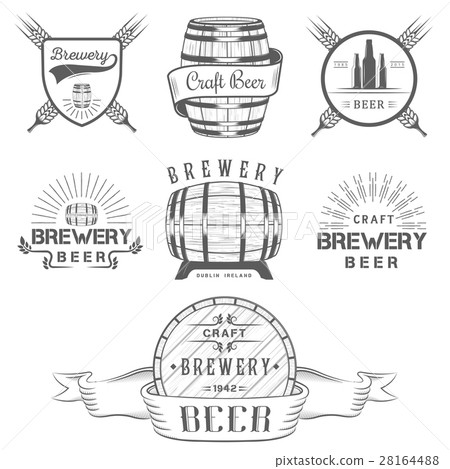 图库插图: vintage craft beer brewery logo and badge