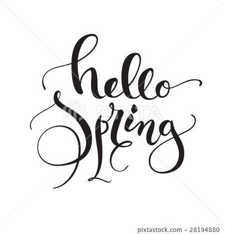 插图素材: hello spring greeting card design with simple