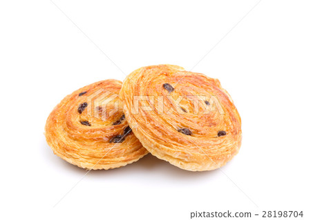 图库照片: sweet danish pastries with custard and raisins