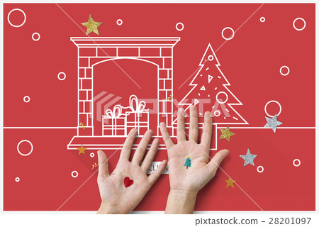 图库照片: merry christmas and happy new year illustration