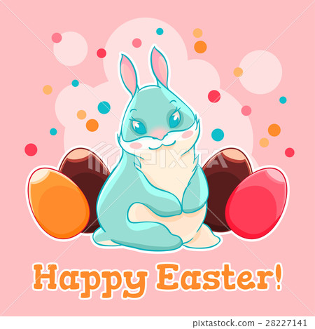 插图素材: cute easter bunny. egg hunting. spring holiday