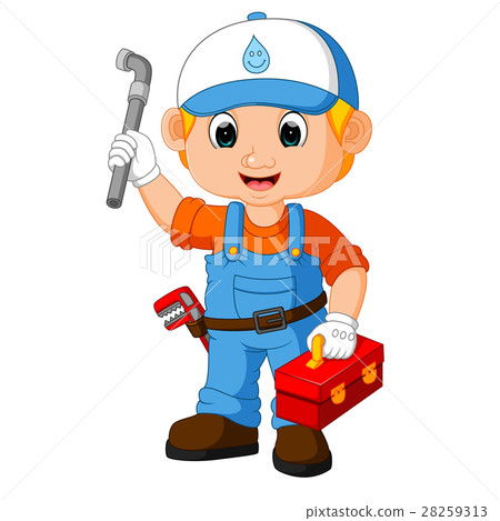 图库插图: cartoon cute plumber boy