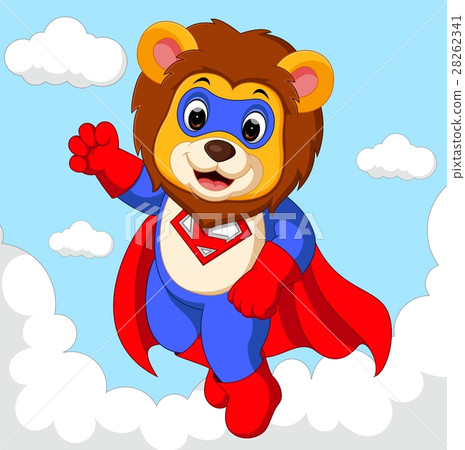 图库插图: lion superhero cartoon
