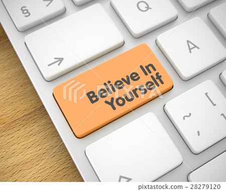 图库插图: believe in yourself - inscription on orange