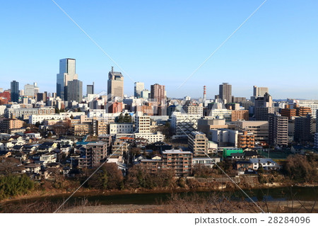 日本风景 宫城 仙台 照片 小山的看法从仙台冬天地平线的 首页 照片