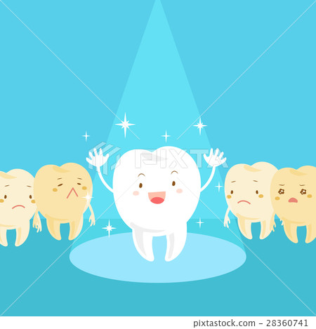 插图素材: cartoon tooth with spot light