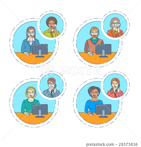 插图素材: call center agent talk on the phone with customer