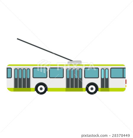 插图素材: trolley bus icon, flat style