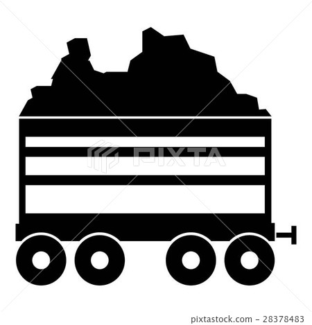 插图素材: coal trolley icon, simple style