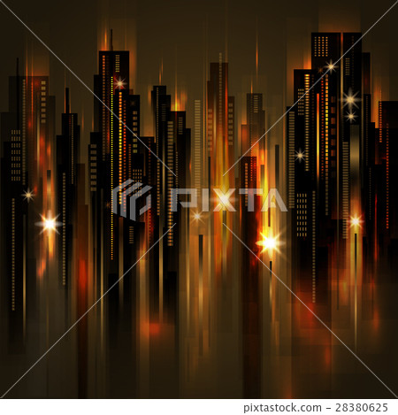 插图素材: night city skyline , vector illustration