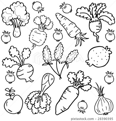 插图素材: vector art of vegetable set doodles