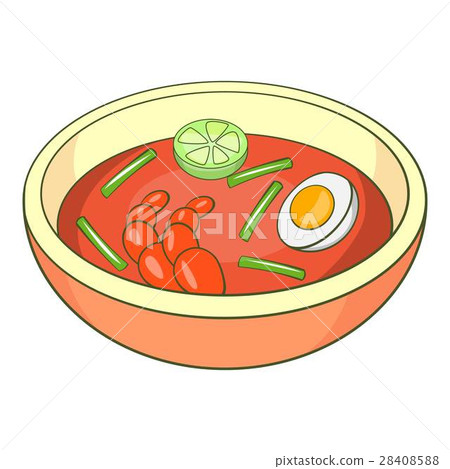 图库插图: asian soup icon, cartoon style