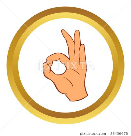 图库插图: ok sign vector icon, cartoon style