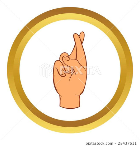 插图素材: fingers crossed vector icon, cartoon style