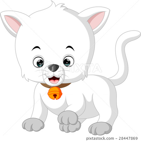 插图素材: white cat cartoon