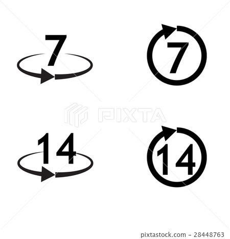 插图素材 return of goods within 7 or 14.days sign icon.