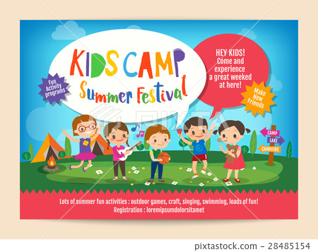 图库插图: kids summer camp education poster flyer