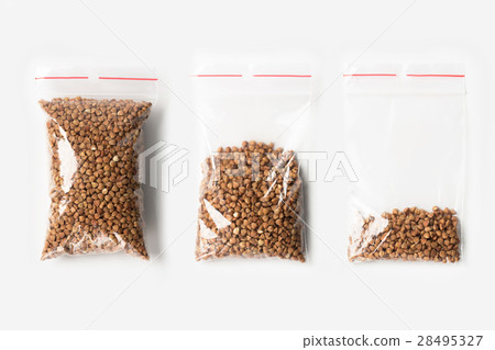 图库照片: set of three empty, half and full plastic