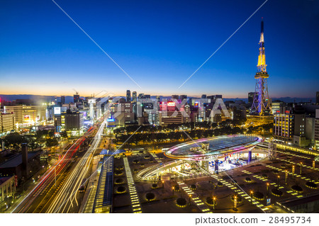 图库照片 名古屋荣夜视图