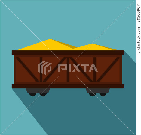 图库插图: train cargo wagon icon, flat style