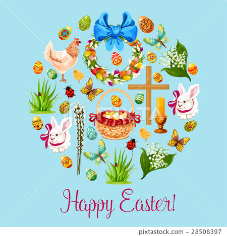 插图素材: happy easter spring holiday greeting card design