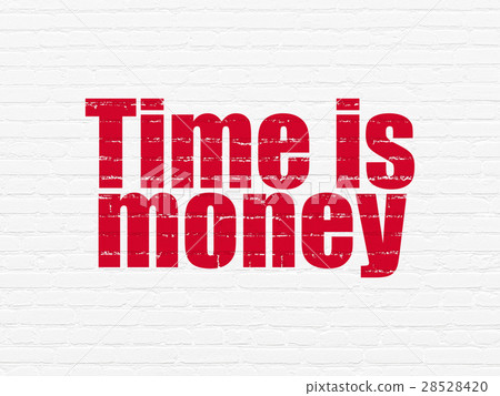 图库插图 time concept time is money on wall background