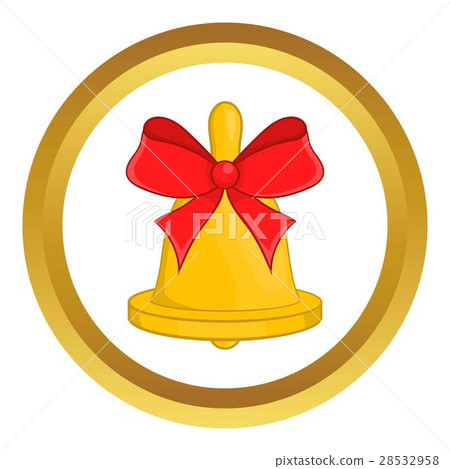 插图素材: christmas bell with red bow vector icon