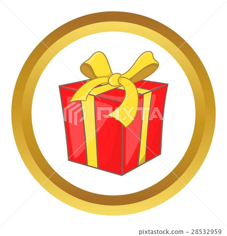 插图素材: gift box with ribbon bow vector icon