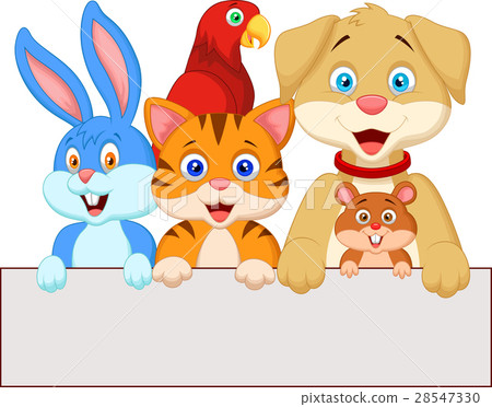 插图素材: cartoon pet animals holding blank paper 查看全部