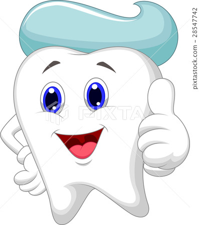 插图素材: cute tooth cartoon giving a thumb up
