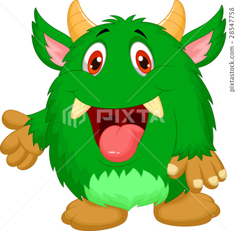 图库插图: cute green monster cartoon
