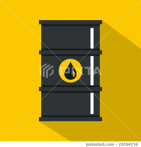 插图素材: black oil barrel icon, flat style