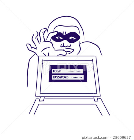 图库插图: computer crime concept. internet phishing a login