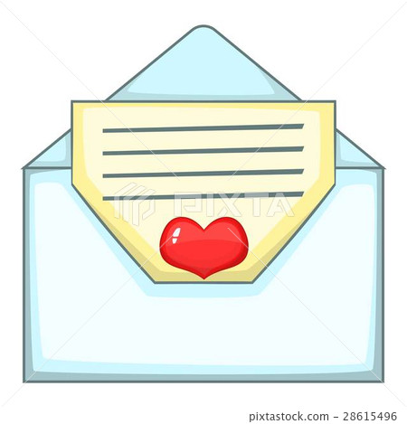 插图素材: love letter icon, cartoon style